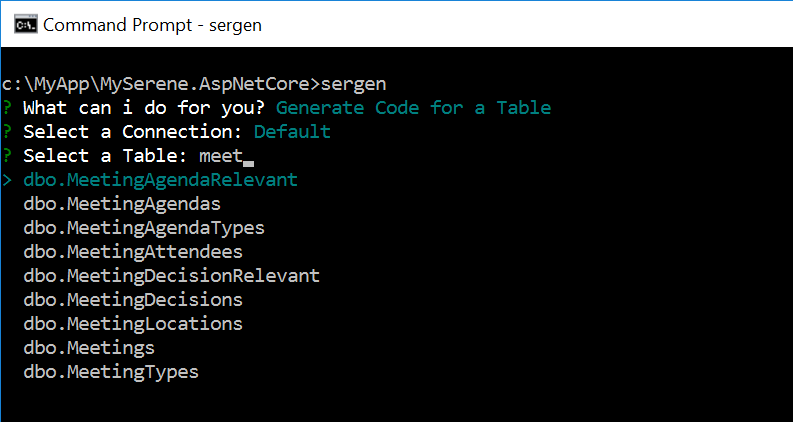 Sergen Tables
