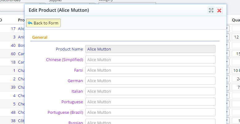 Northwind Product Localizations