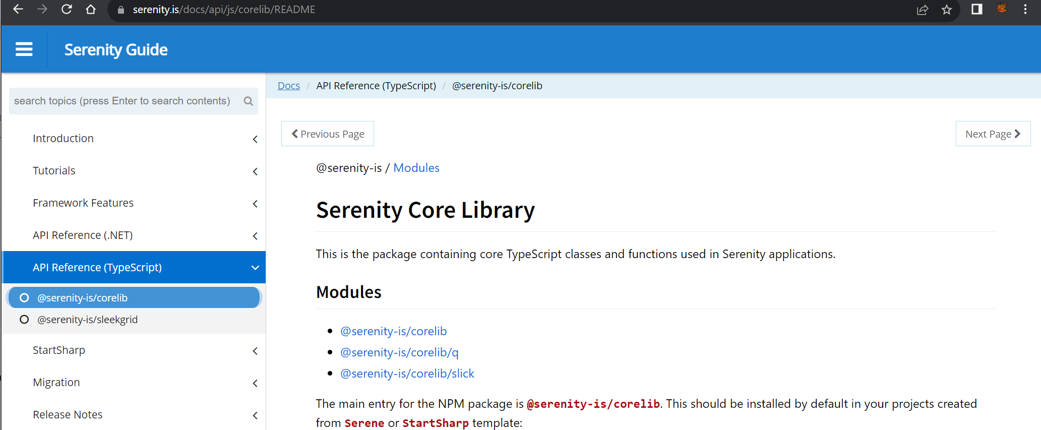 API docs for TS libs