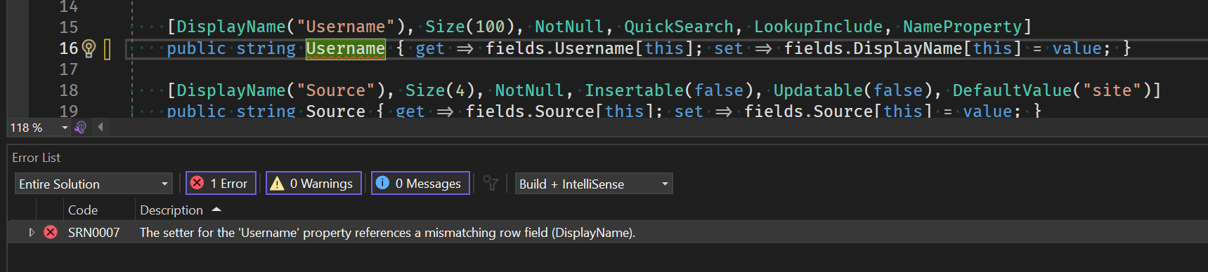 Property Getter Setter Error