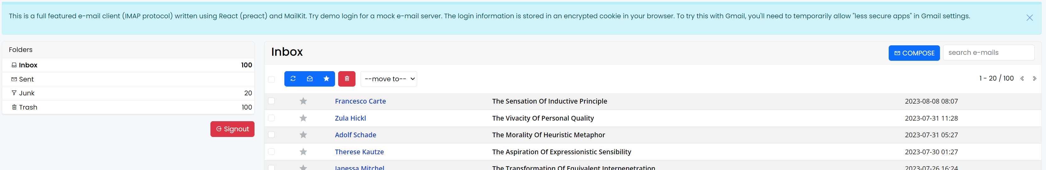 New Email Client UI with Mock Server