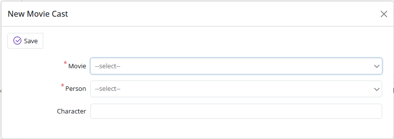 Movie Cast Edit Dialog Initial