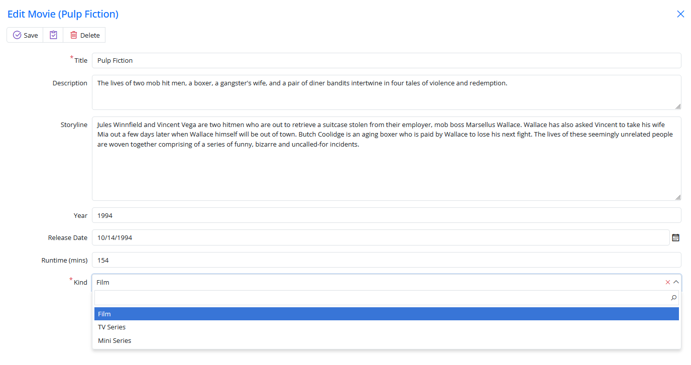 Movie Kind Selection