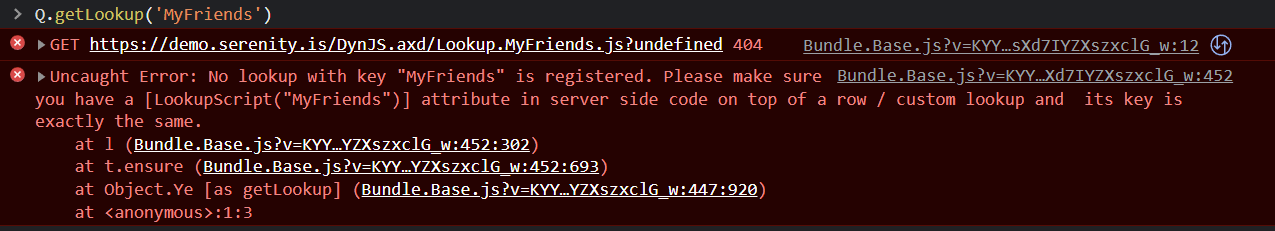 Non-existent lookup in the console